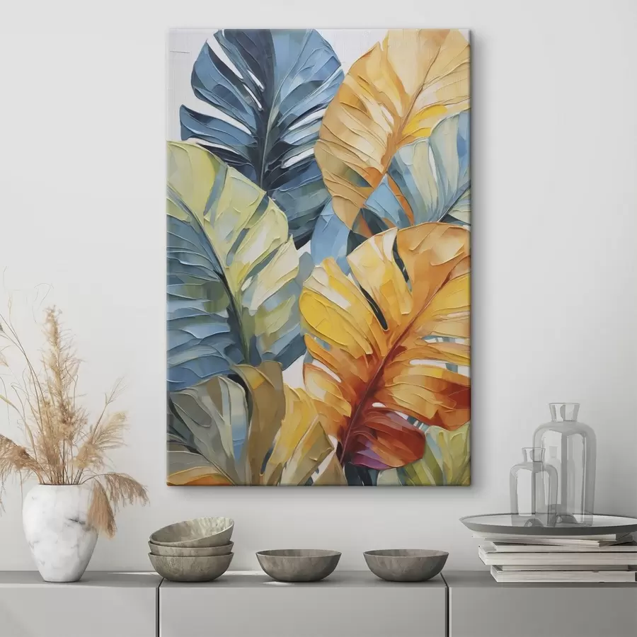 wall murals Colorful tropical leaves imitation painting s49601