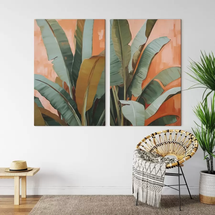 wall murals Large tropical leaves imitation painting m30617