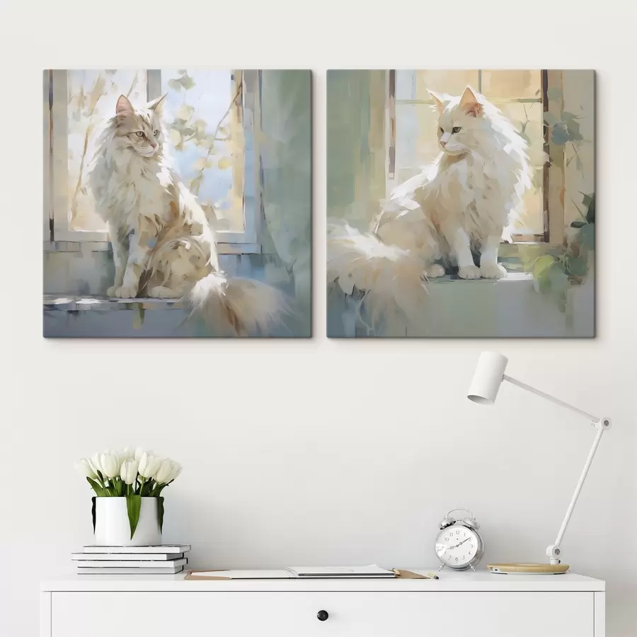 wall murals A cat on a windowsill is an imitation of painting m30625