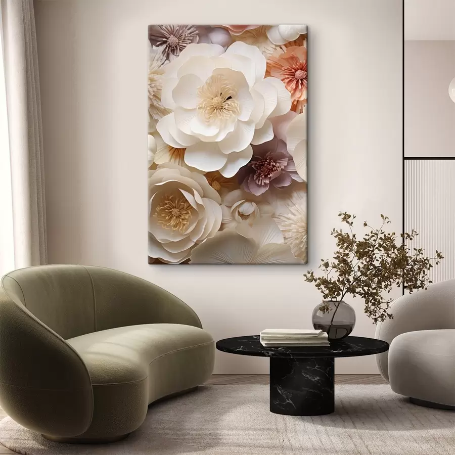 wall murals Volumetric Cream Roses s49373