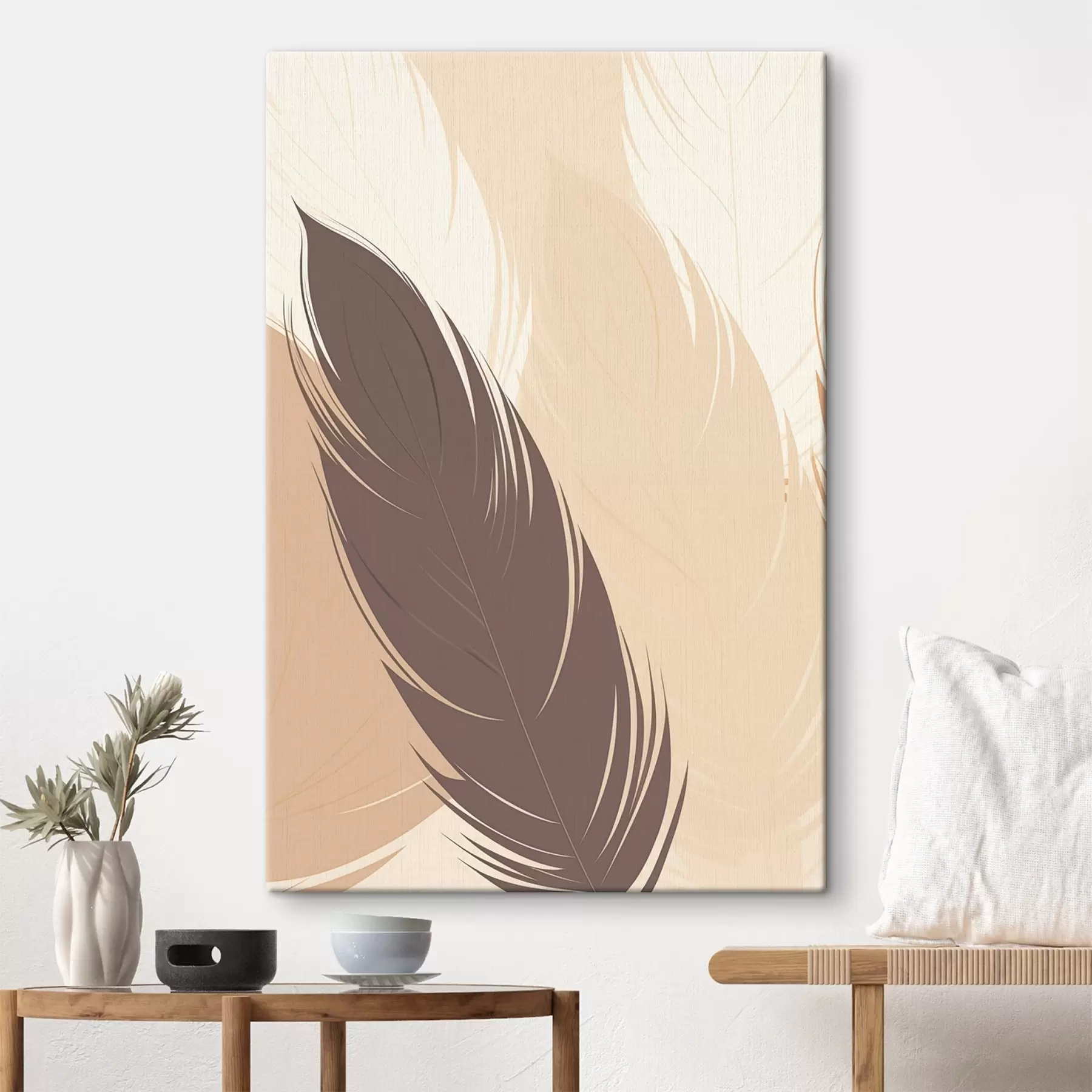 murales Minimalismo abstracto con plumas s49382