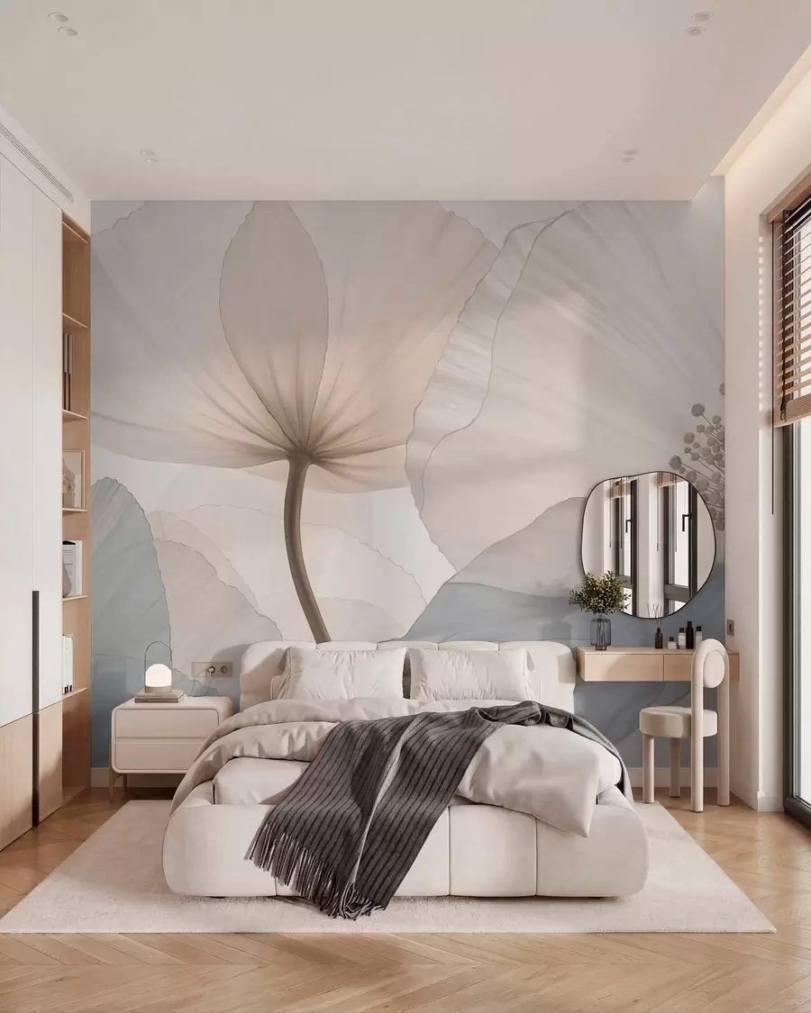 murales Flores grandes y delicadas en tonos pastel claros w05692