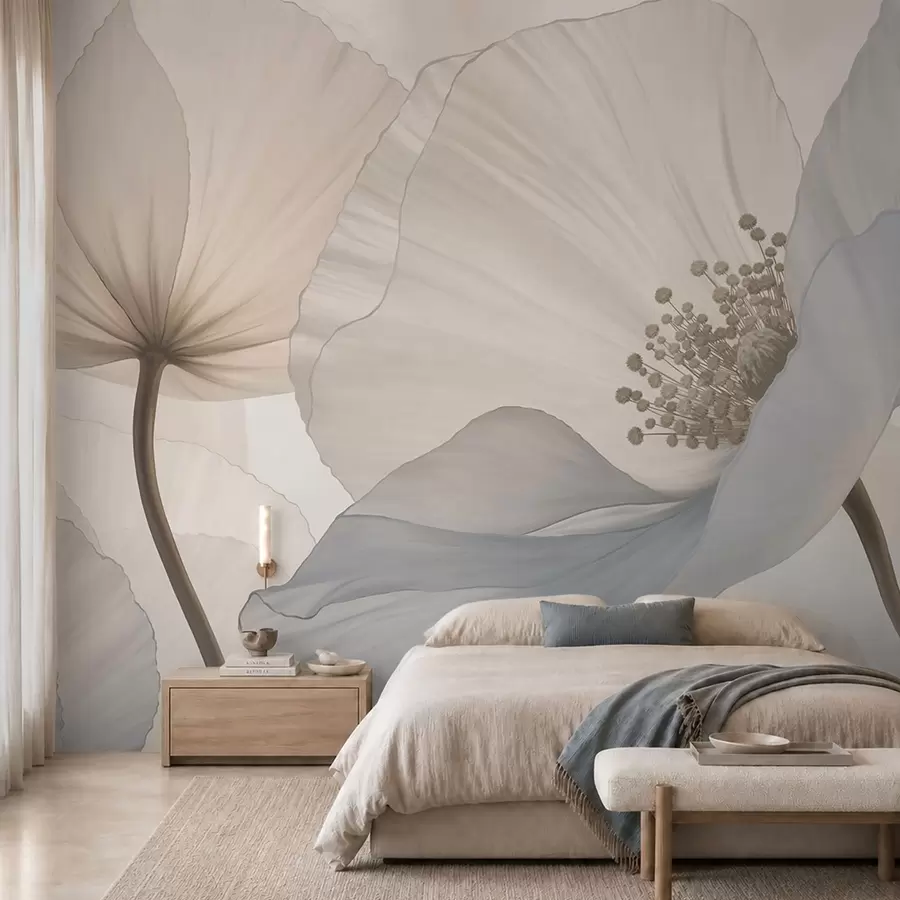 Wall Mural Photo Wallpaper Soft large flowers in light pastel tones w05692