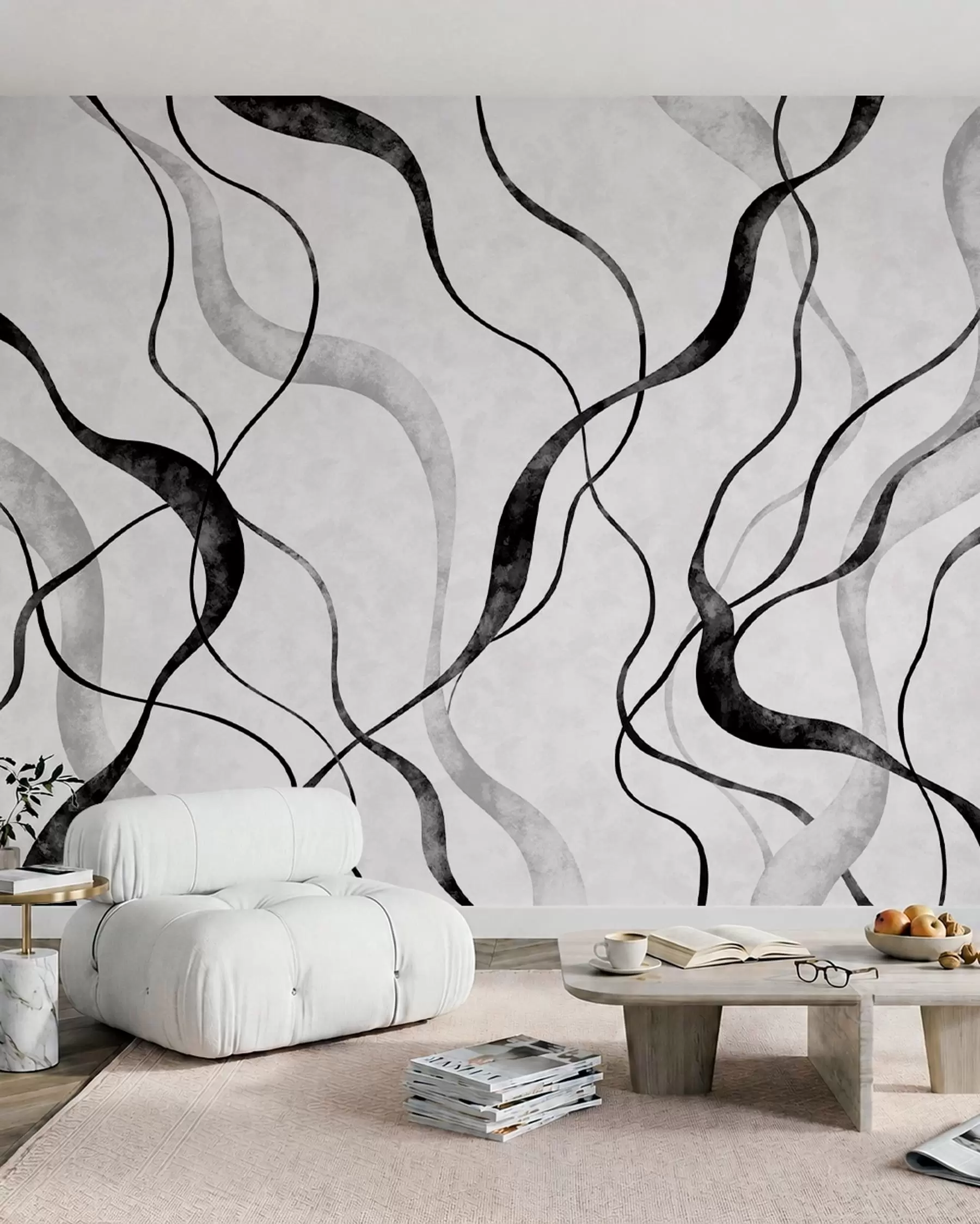Wall Mural Photo Wallpaper Ribbons of Charcoal w05699