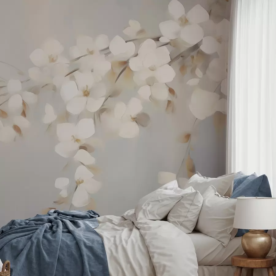 Wall Mural Photo Wallpaper Abstract branch with flowers imitation of painting w05665