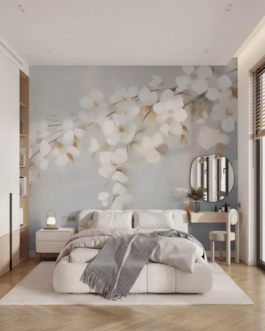 Wall Mural Photo Wallpaper Abstract branch with flowers imitation of painting w05665
