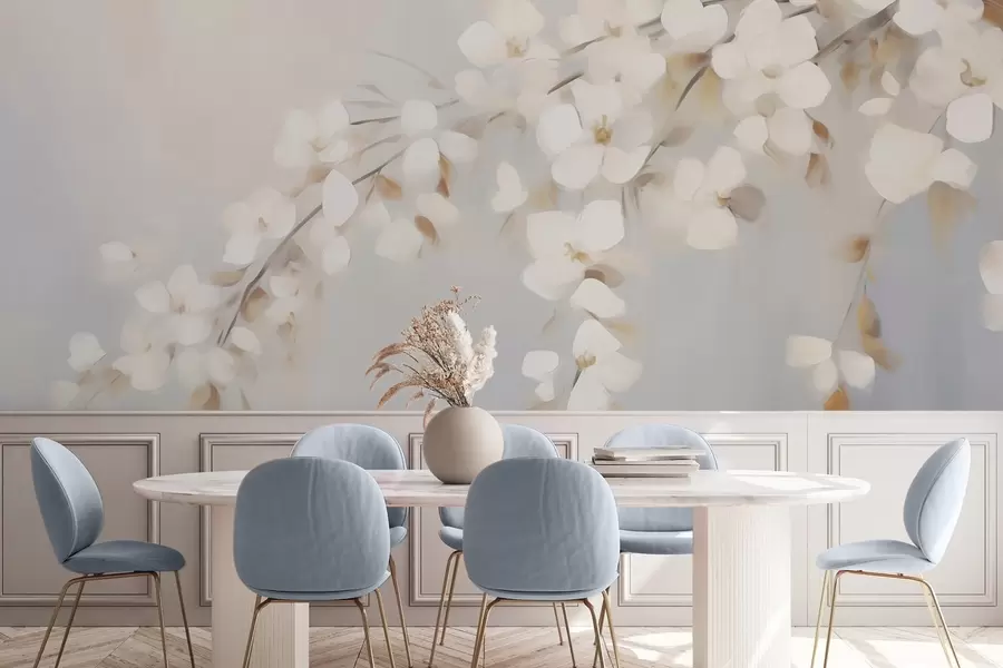 Wall Mural Photo Wallpaper Abstract branch with flowers imitation of painting w05665