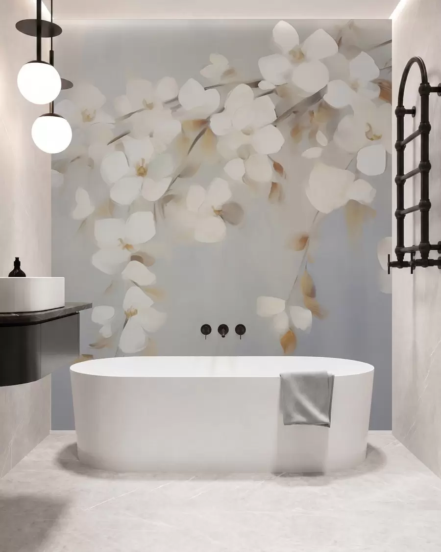 peintures murales Branche abstraite avec des fleurs, imitation d'un tableau w05665