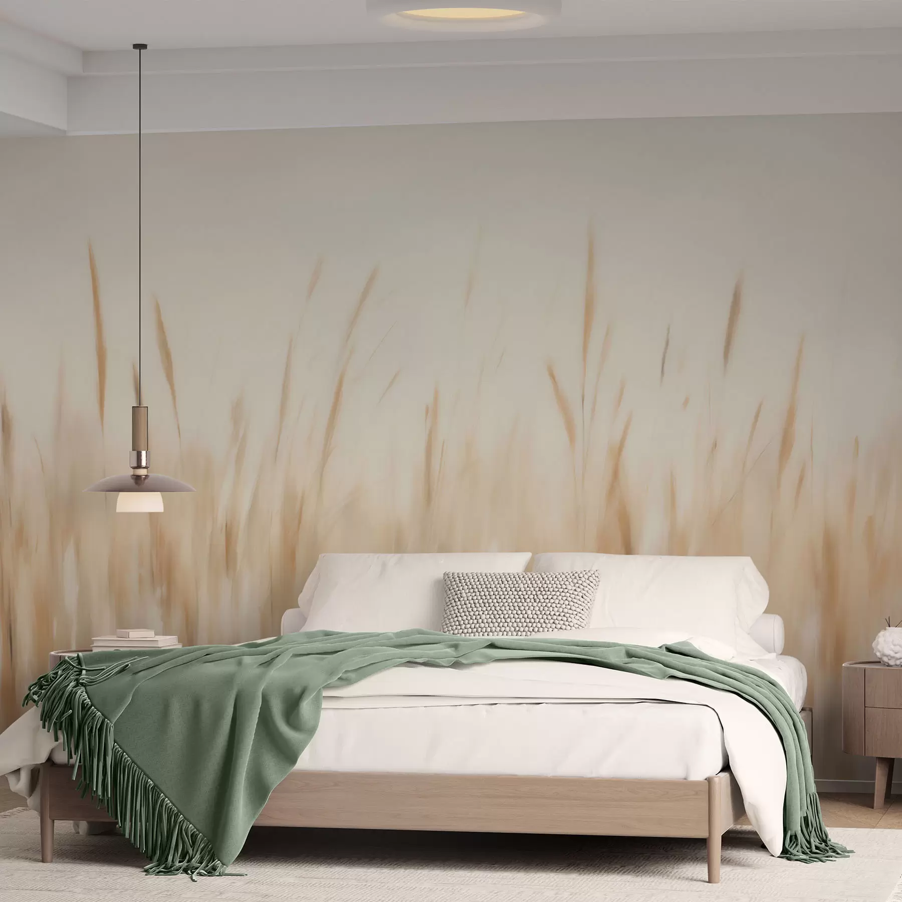 peintures murales Peinture abstraite imitant de l'herbe sèche w05503