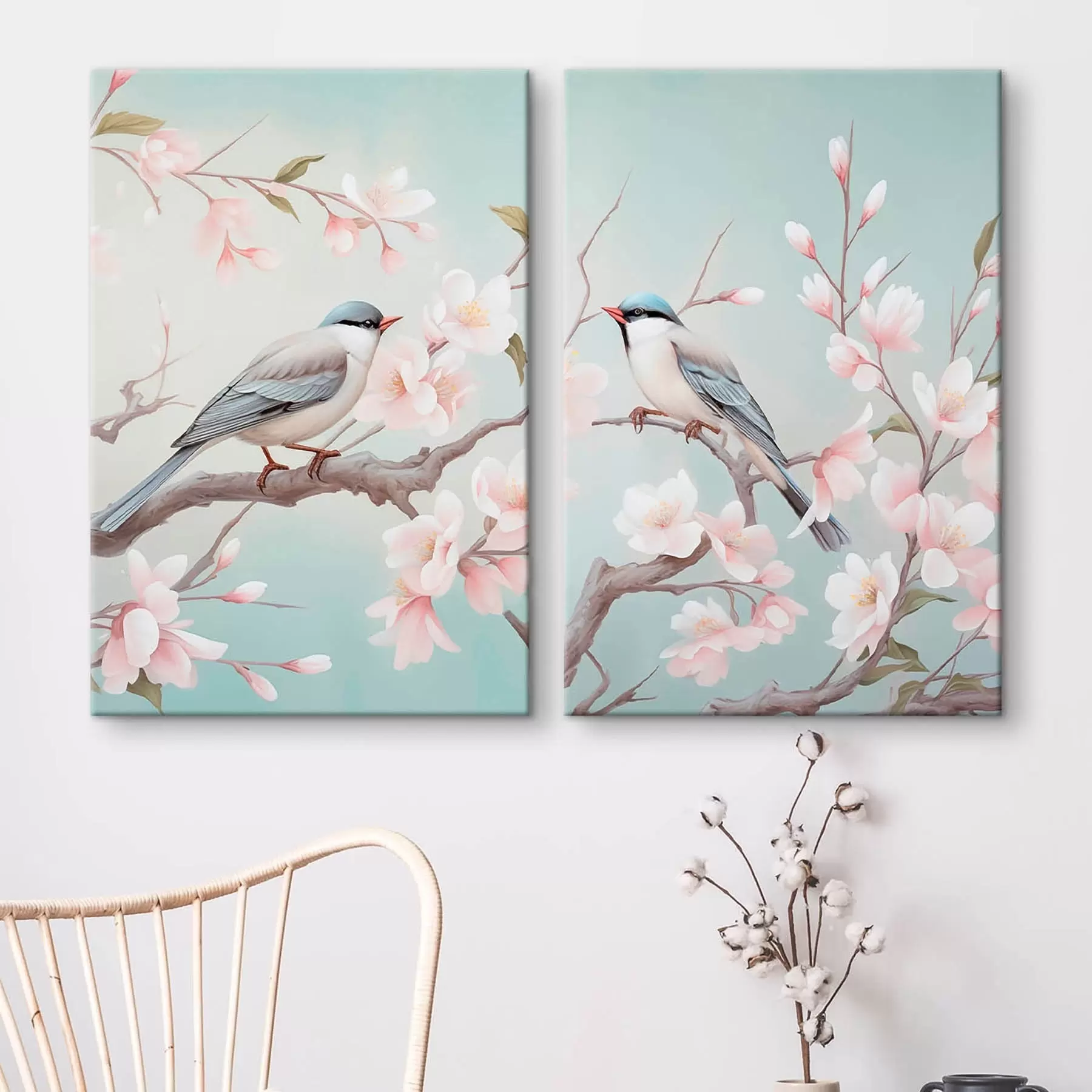 murales Pájaros en ramas en flor m30608