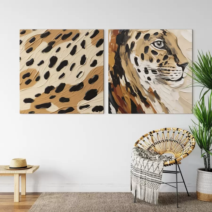 Wall Mural Photo Wallpaper Abstract leopard, imitation of painting m30669