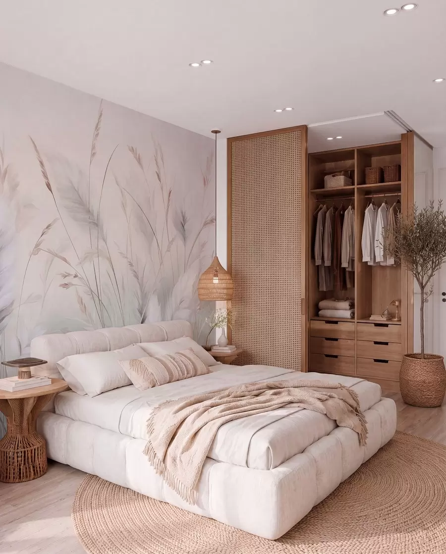 Wall Mural Photo Wallpaper Tall, feathery grass sway gently against a soft, muted background, delicate natural art w09831