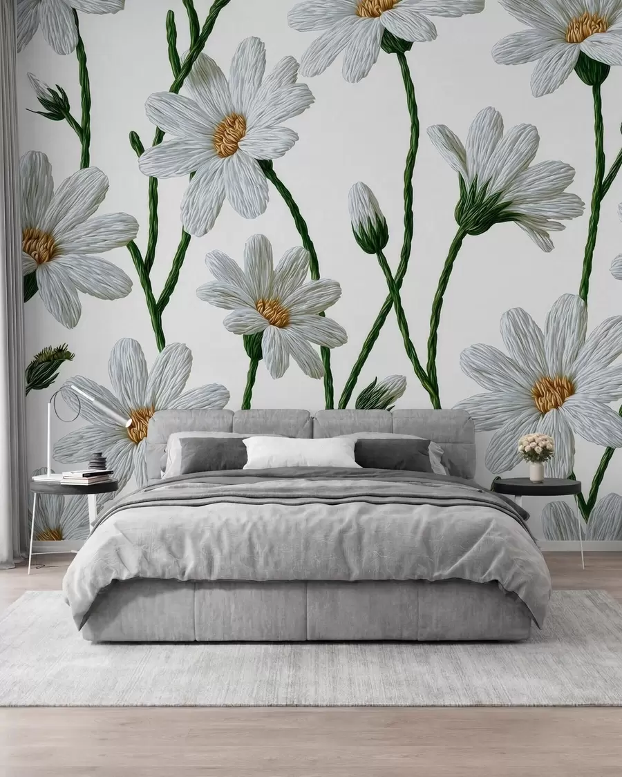 peintures murales Marguerites sauvages blanches w09915