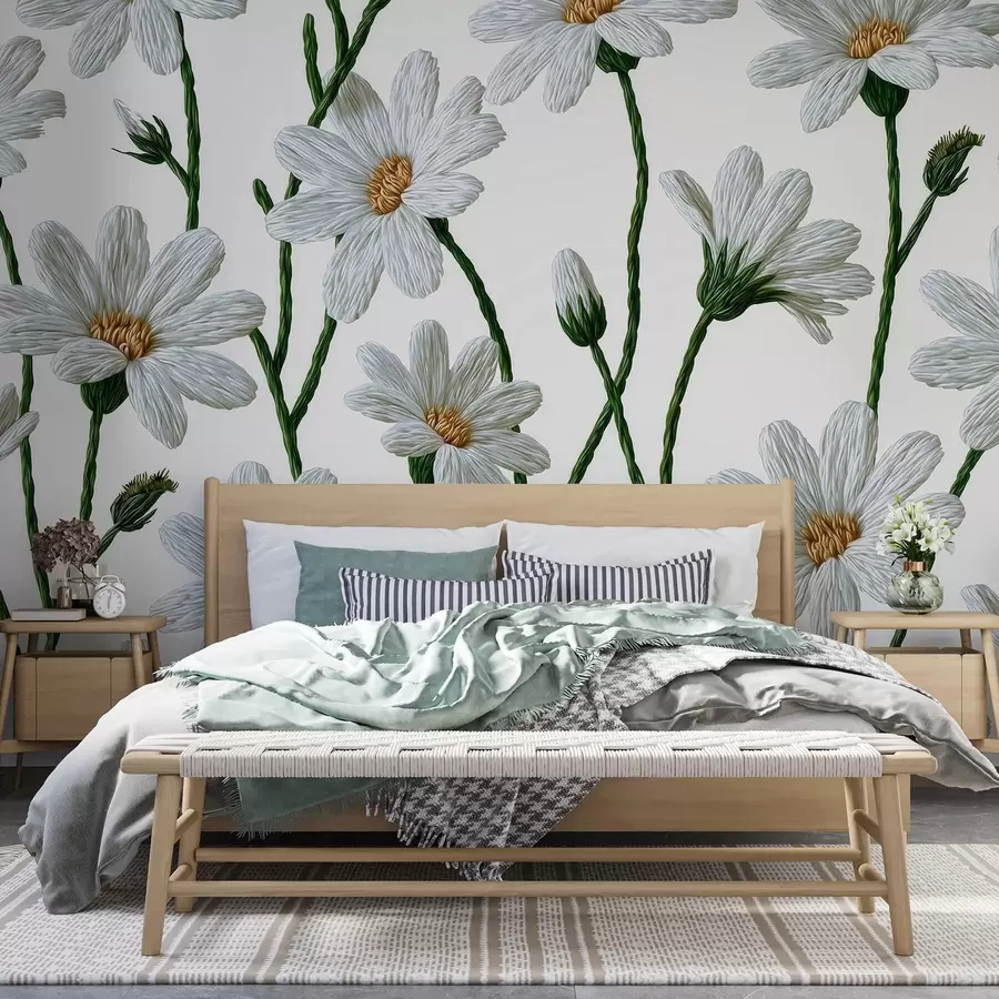 peintures murales Marguerites sauvages blanches w09915
