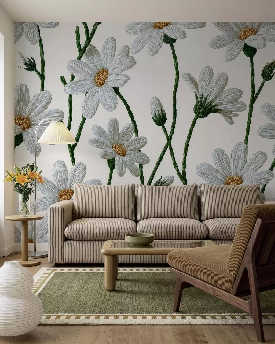 Wall Mural Photo Wallpaper White wild daisies w09915