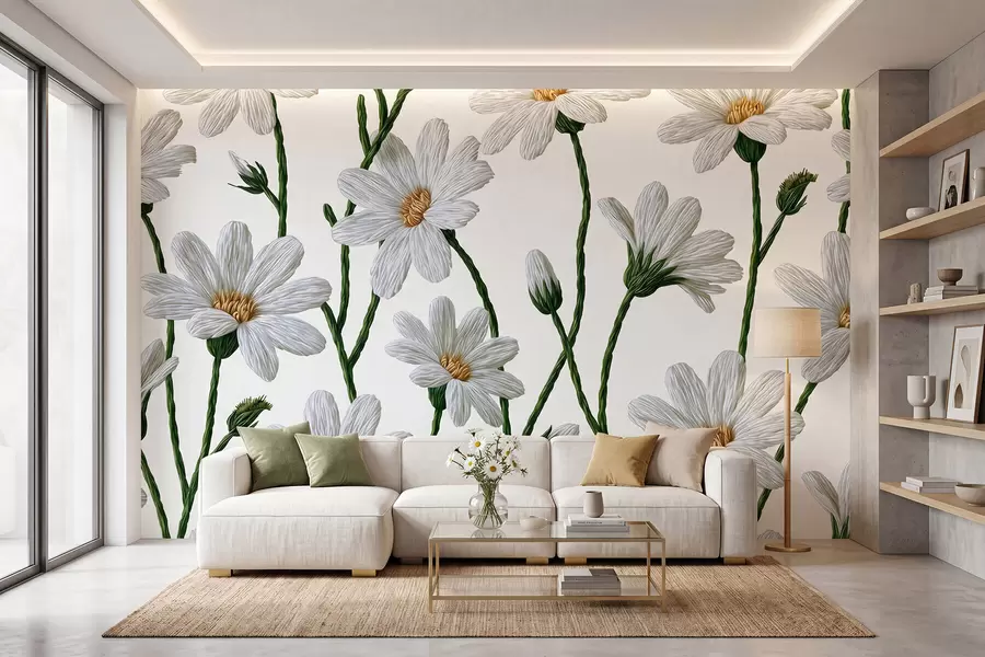 murales Margaritas silvestres blancas w09915