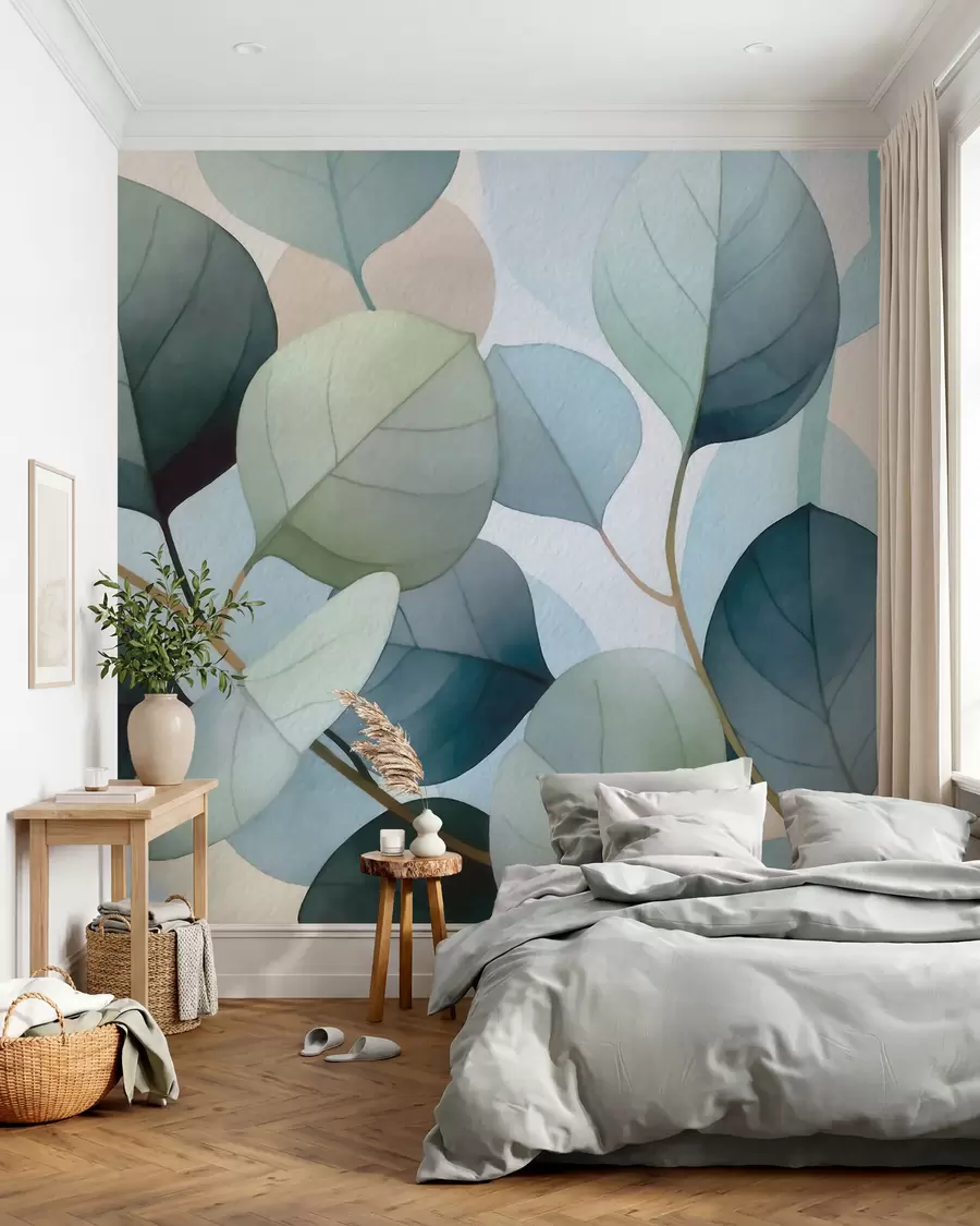 wall murals Delicate watercolor eucalyptus leaves w09927