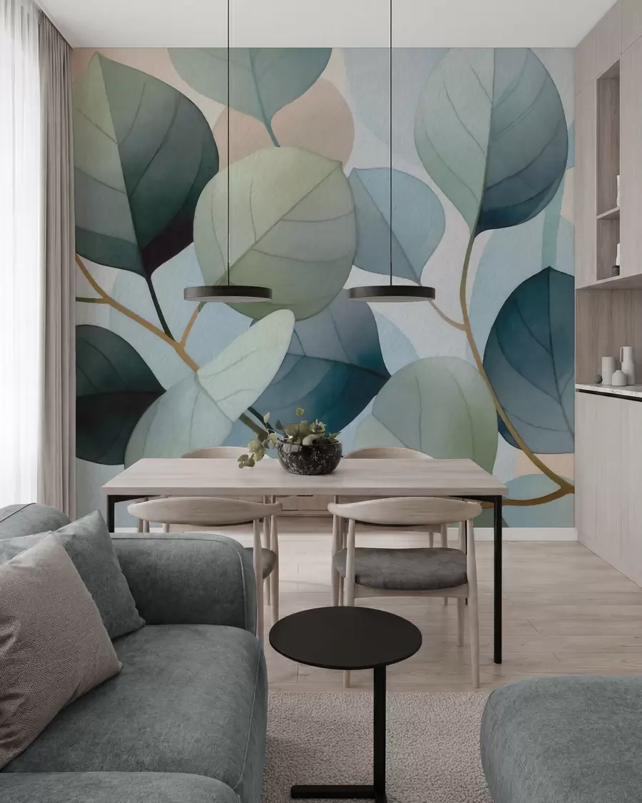wall murals Delicate watercolor eucalyptus leaves w09927