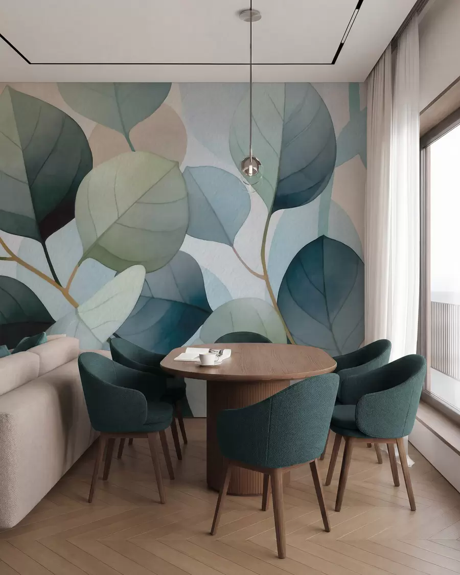 wall murals Delicate watercolor eucalyptus leaves w09927