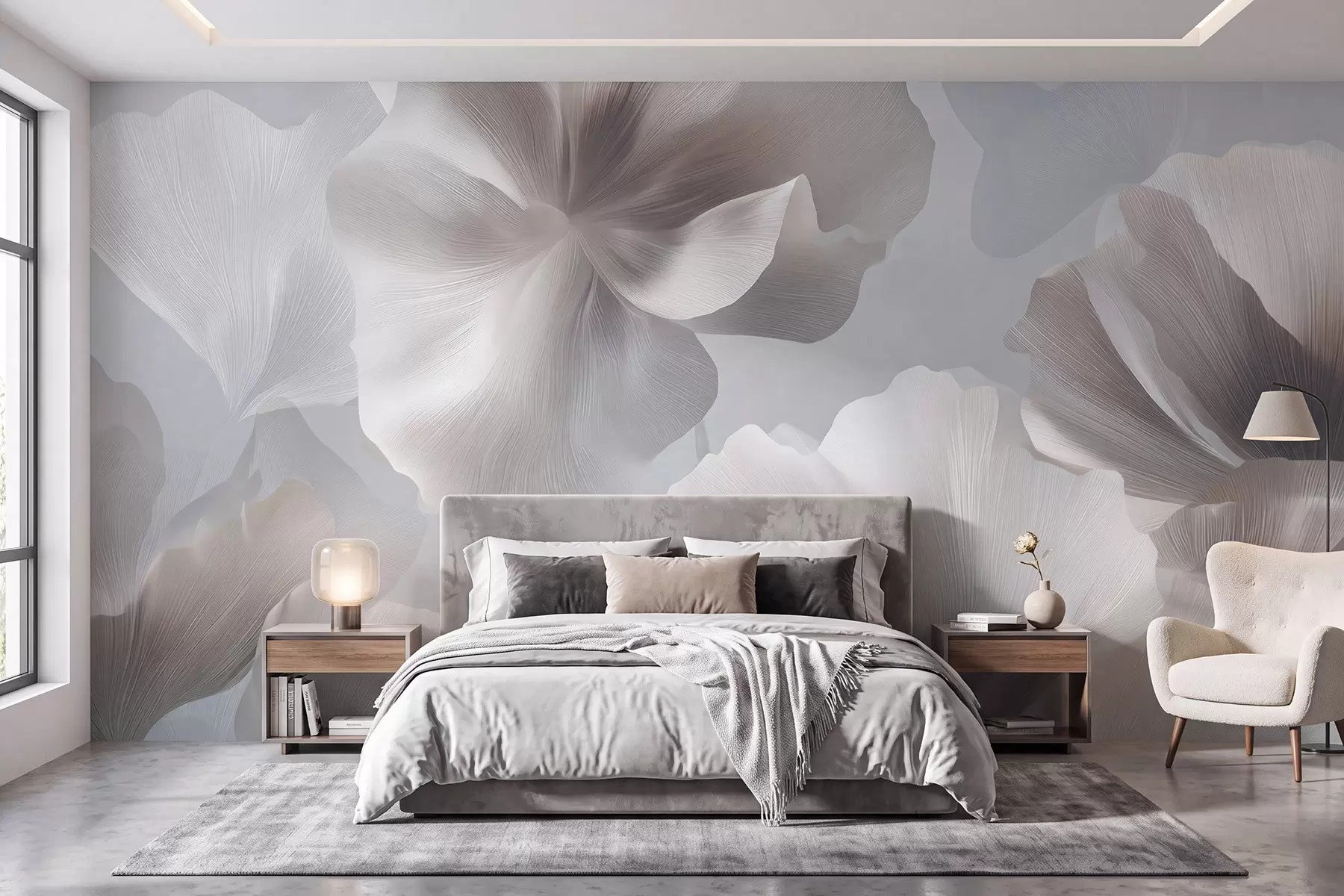 Wall Mural Photo Wallpaper Volumetric silk flower petals in soft pastel tones w09928
