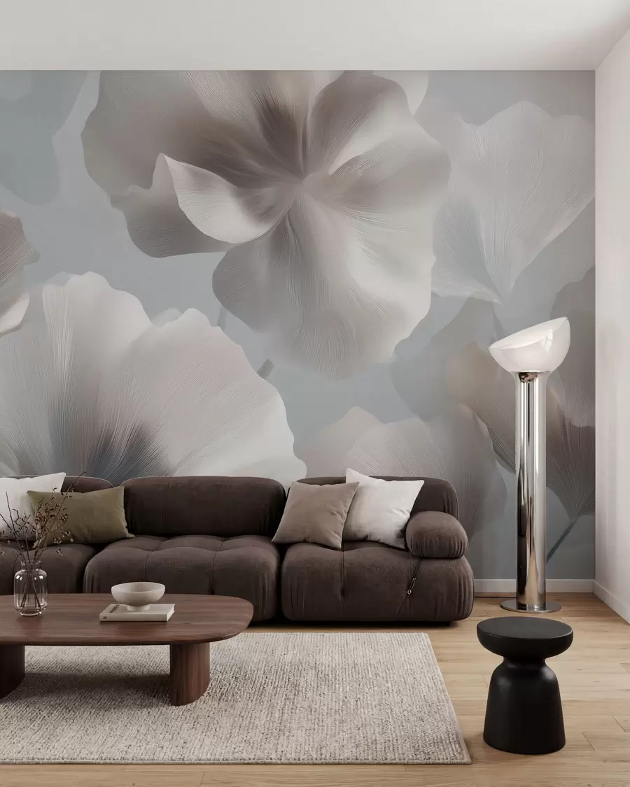 Wall Mural Photo Wallpaper Volumetric silk flower petals in soft pastel tones w09928
