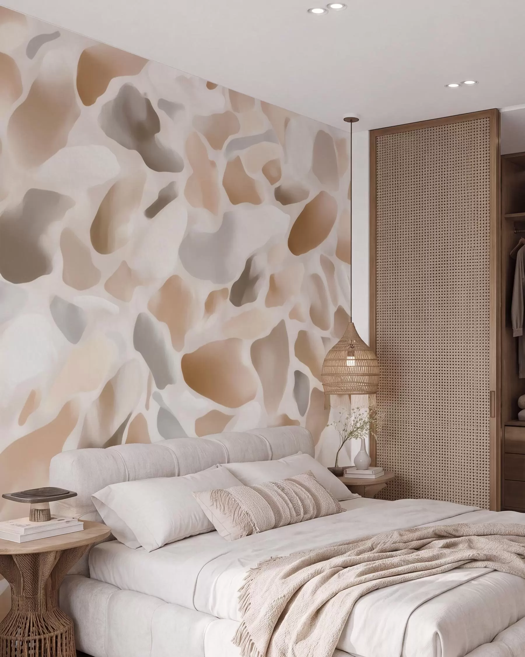 peintures murales Texture abstraite de terrazzo naturel dans des tons clairs w09933