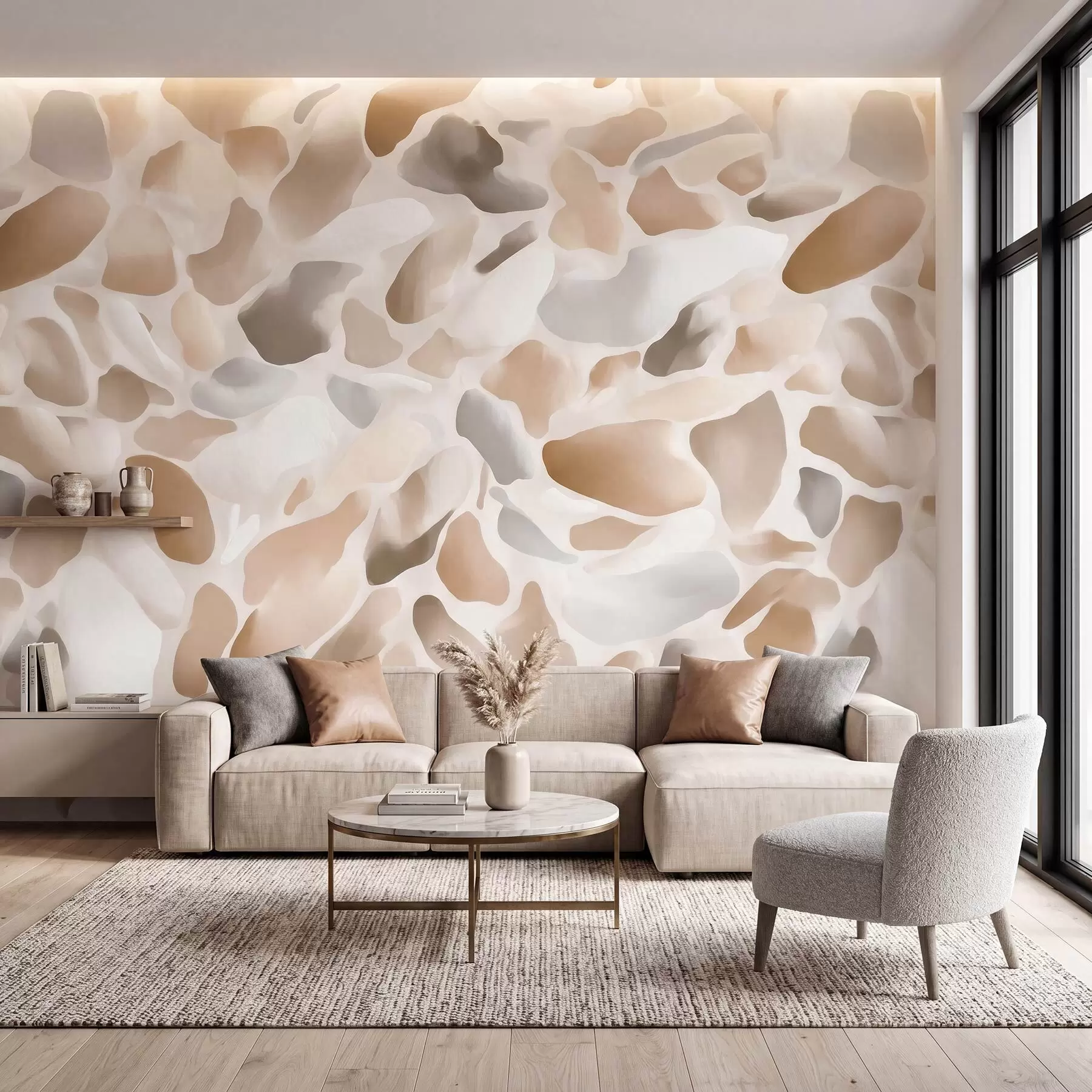 wall murals Abstract natural terrazzo texture in light tones w09933