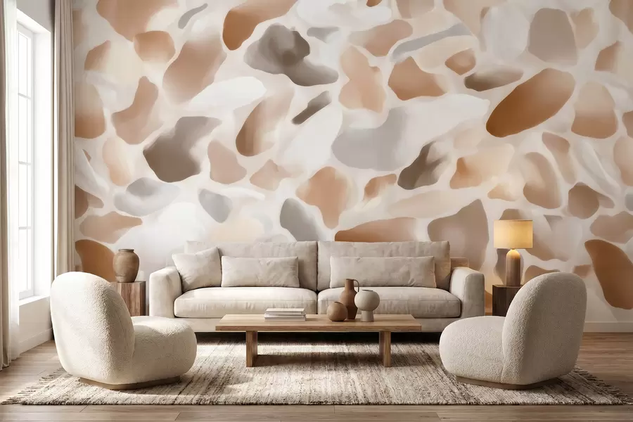 wall murals Abstract natural terrazzo texture in light tones w09933