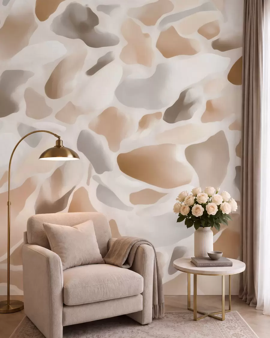 Wall Mural Photo Wallpaper Abstract natural terrazzo texture in light tones w09933