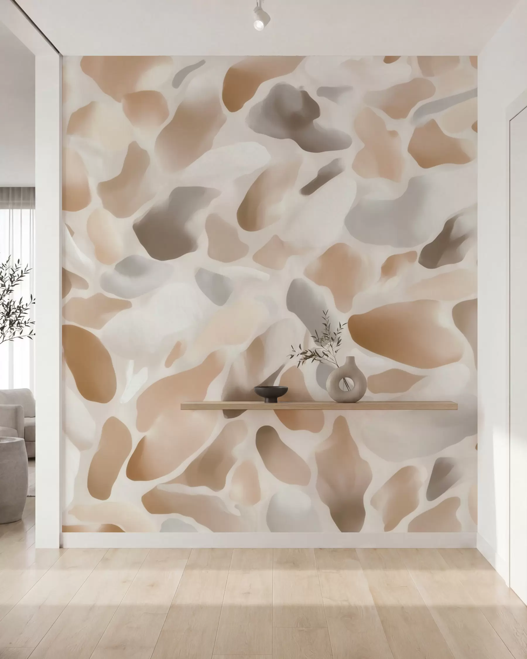 peintures murales Texture abstraite de terrazzo naturel dans des tons clairs w09933