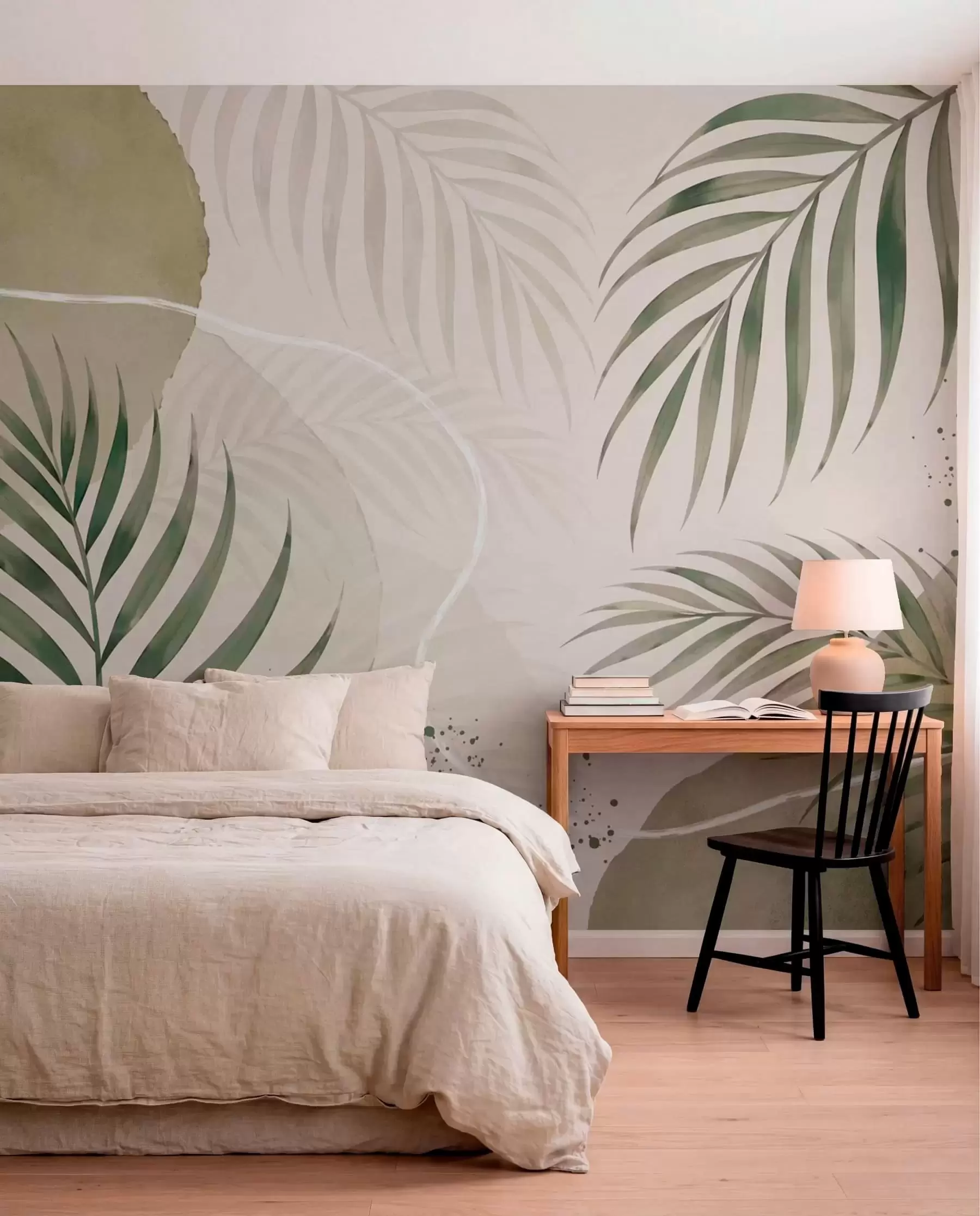 peintures murales Feuilles stylisées sur un fond neutre et doux w05728