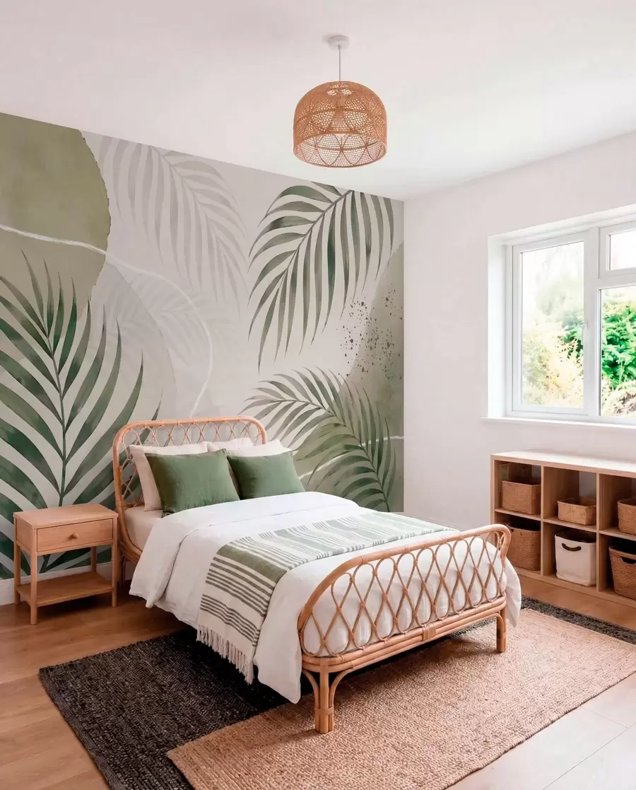 wall murals Stylized leaves on a soft neutral background w05728
