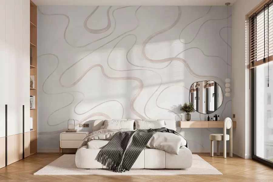 Wall Mural Photo Wallpaper Abstract flowing lines on a light background w05726