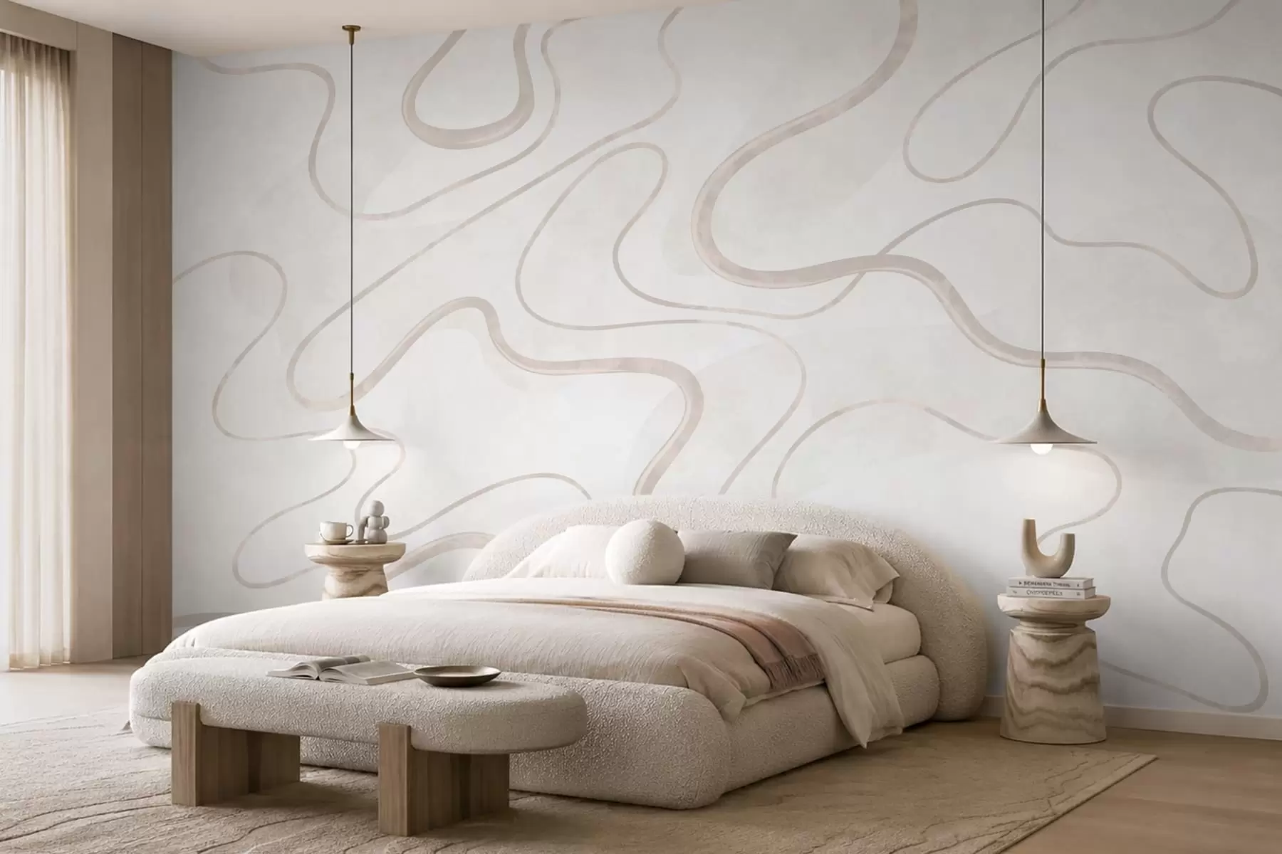 wall murals Abstract flowing lines on a light background w05726