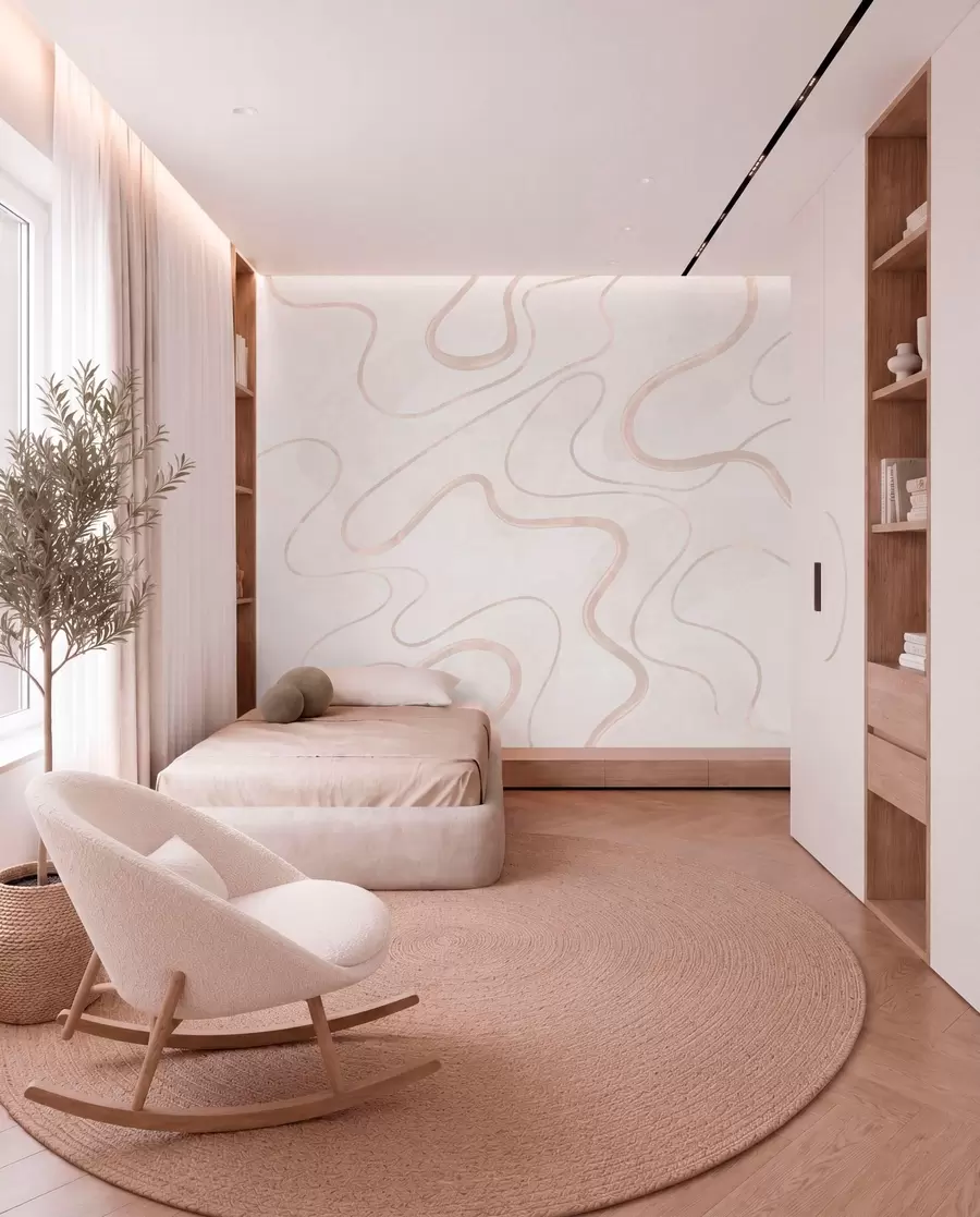wall murals Abstract flowing lines on a light background w05726