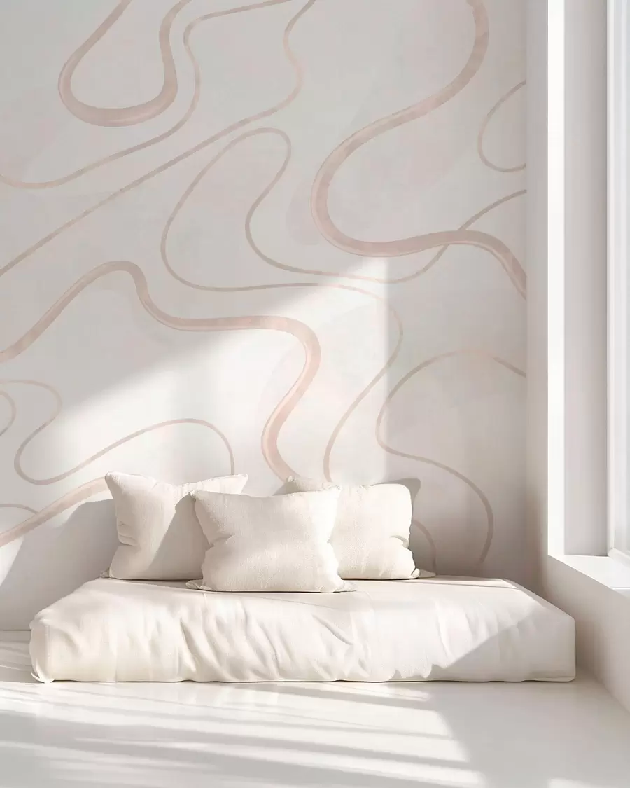 peintures murales Lignes fluides et abstraites sur un fond clair w05726