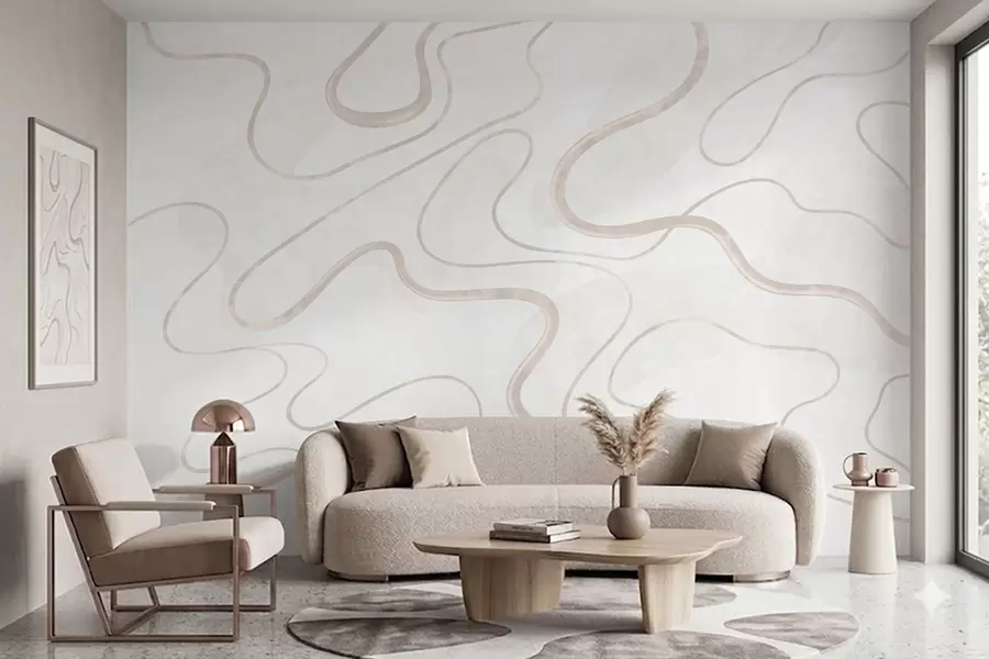 wall murals Abstract flowing lines on a light background w05726