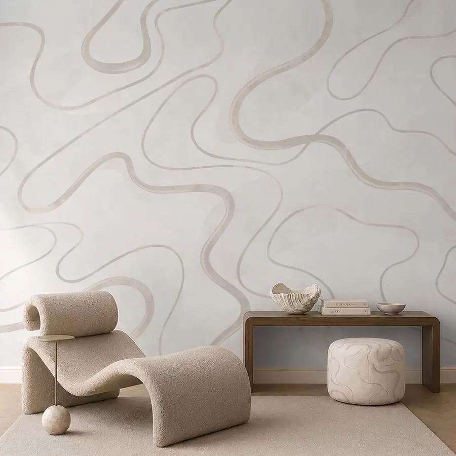 peintures murales Lignes fluides et abstraites sur un fond clair w05726