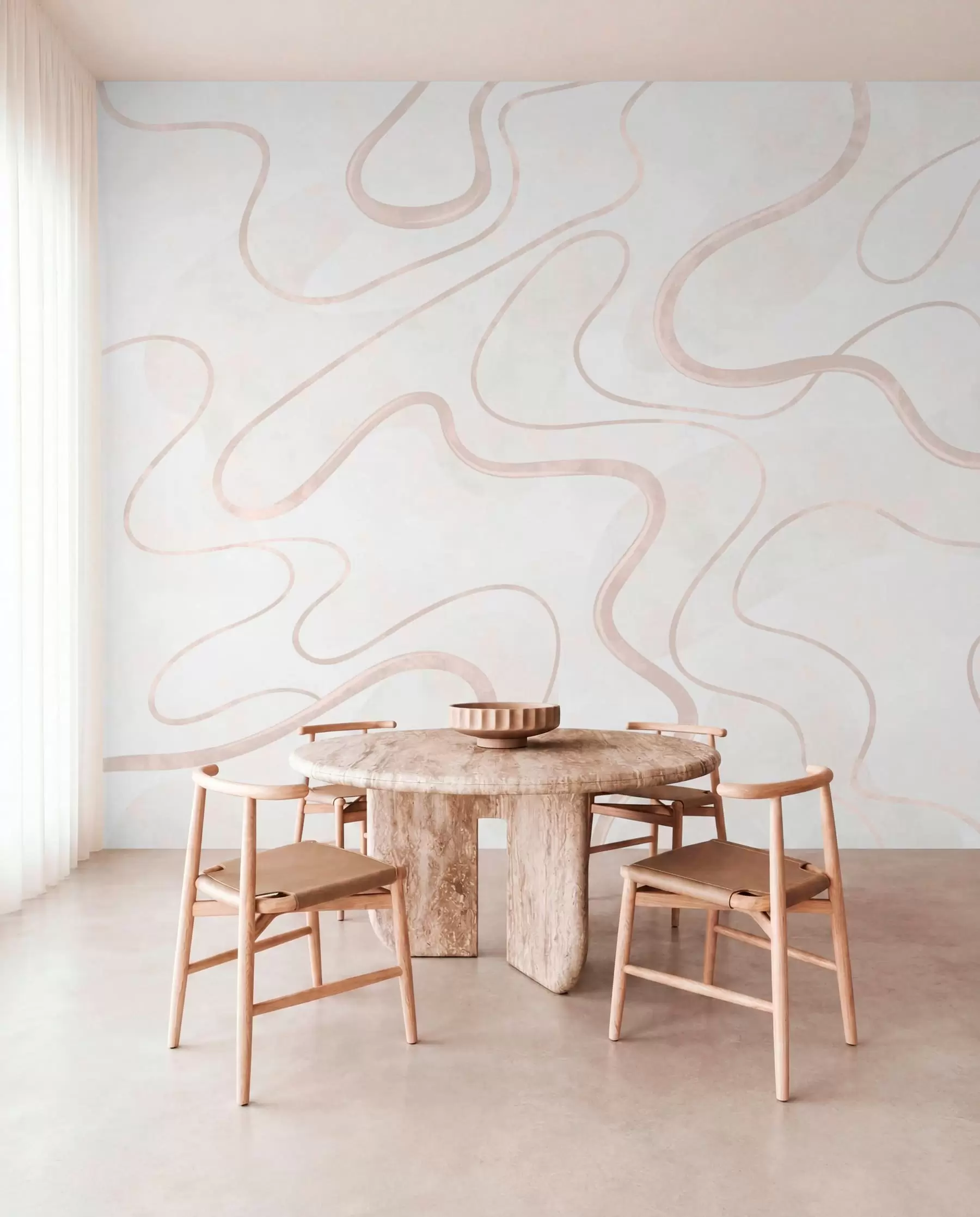peintures murales Lignes fluides et abstraites sur un fond clair w05726