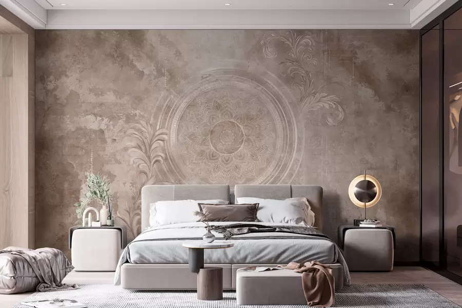 Wall Mural Photo Wallpaper Ornamental circular pattern on a textured background w05727