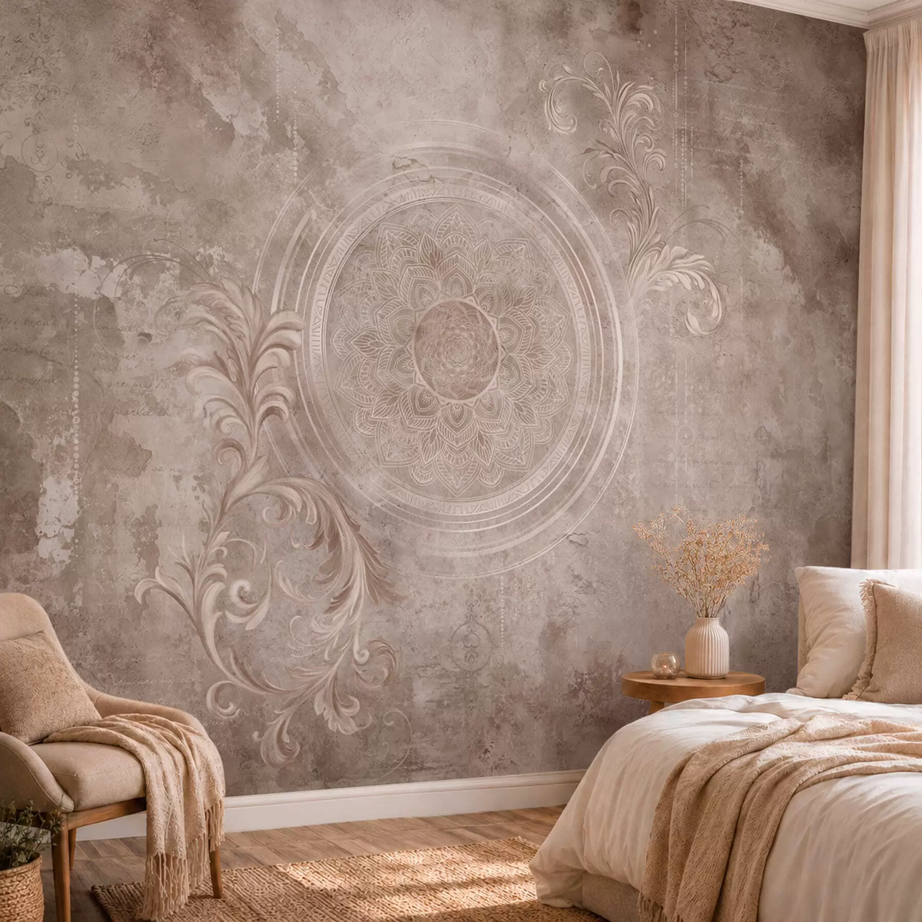 peintures murales Motif circulaire ornemental sur un fond texturé w05727