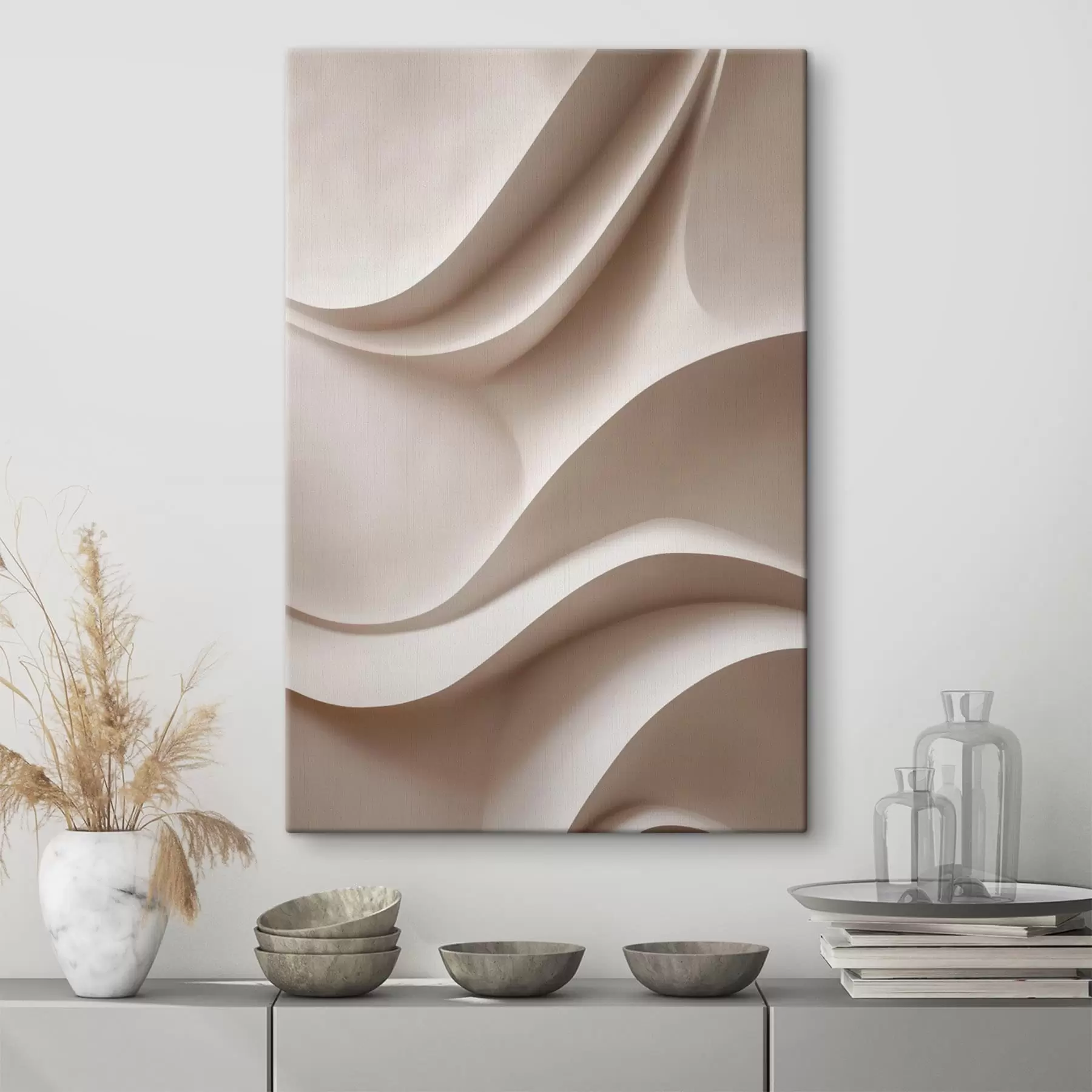 wall murals Abstract soft folds in light beige tones s49677