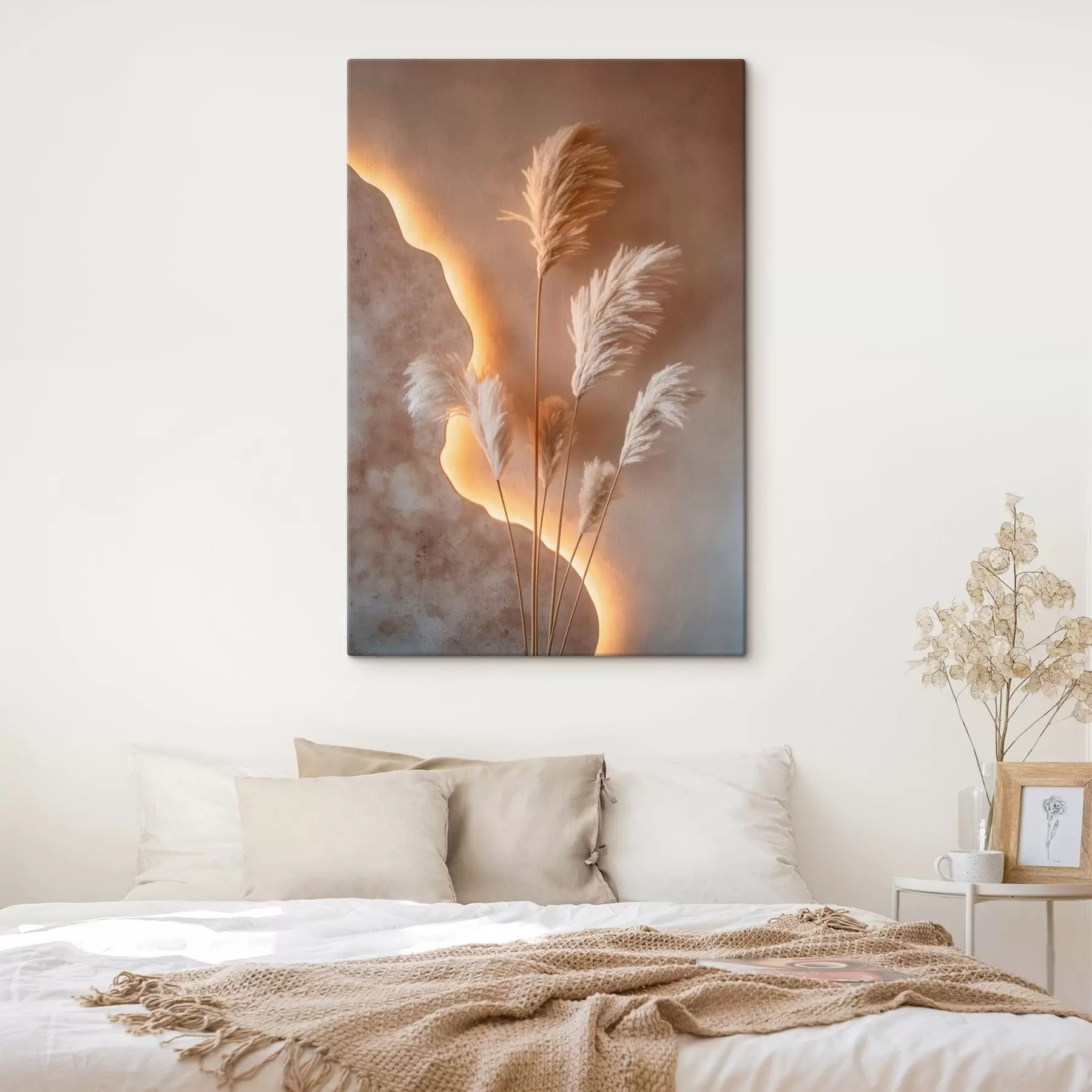 wall murals Light feathery stems on a warm backlit background s49678