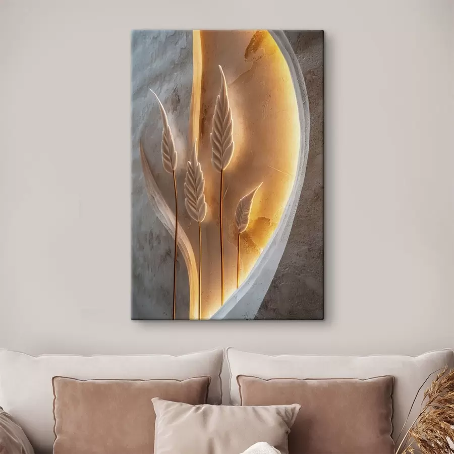 murales Hojas decorativas con una cálida iluminación de fondo s49681