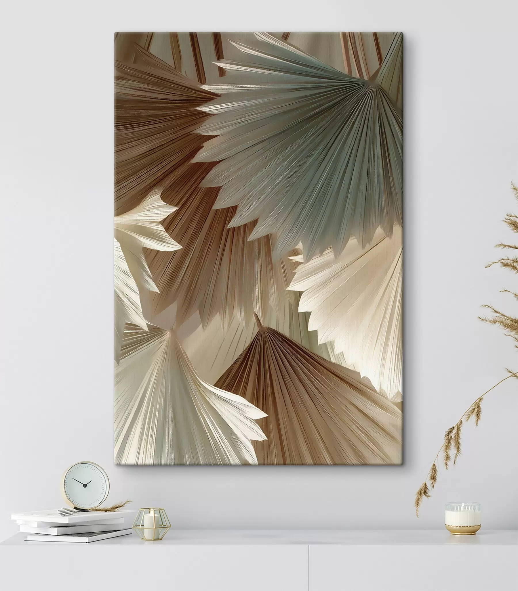 murales Hojas tropicales en tonos beige s49737