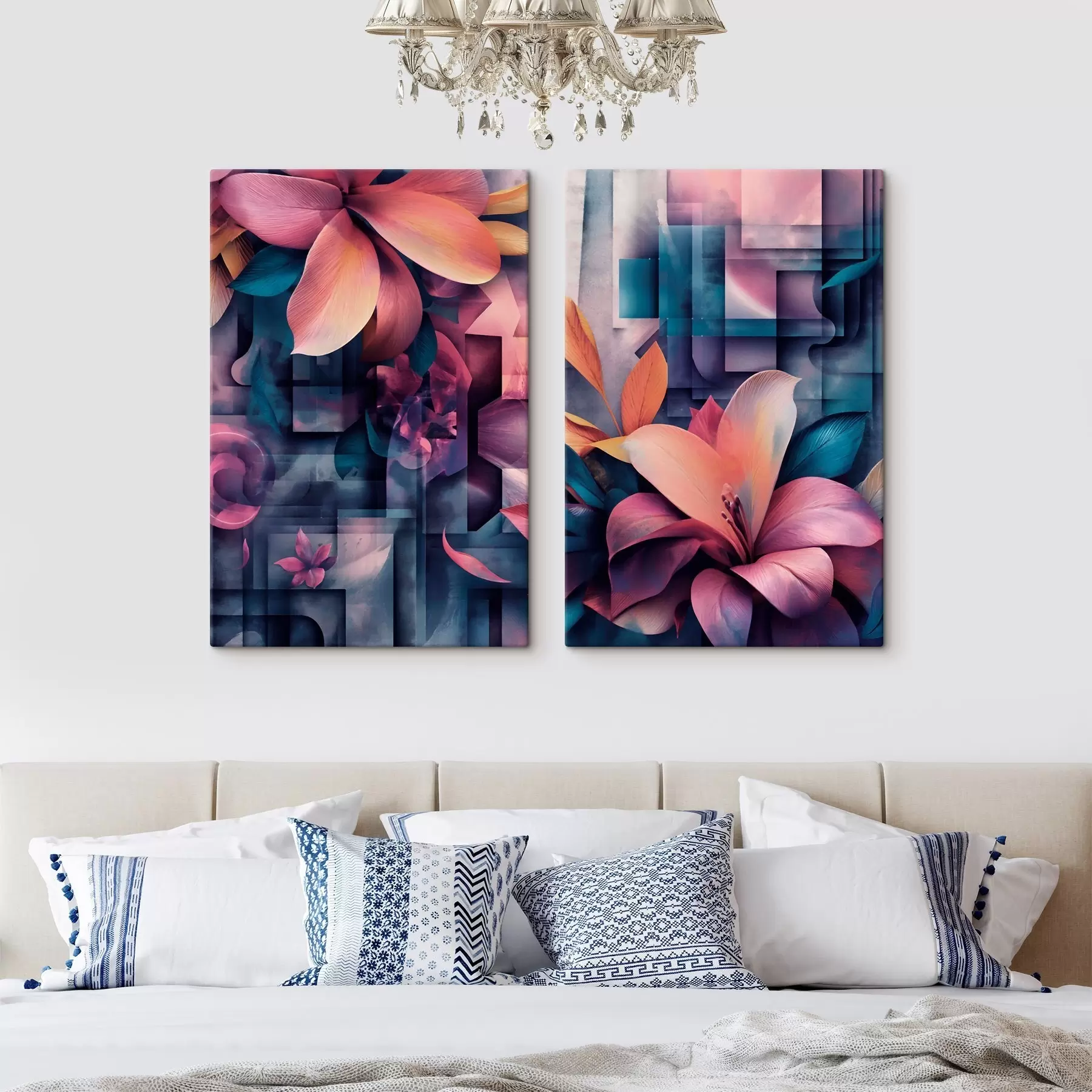wall murals Tropical flowers in purple tones m30659