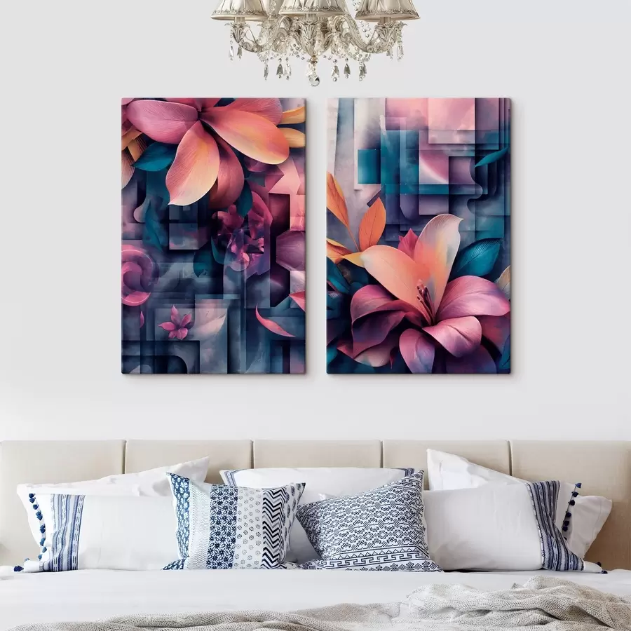 murales Flores tropicales en tonos morados m30659