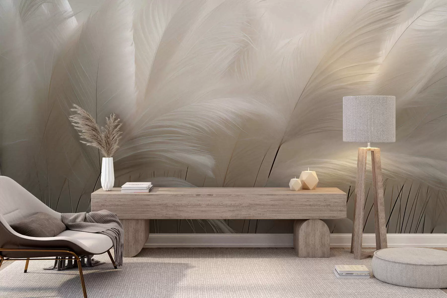 wall murals Delicate waves of pampas grass w05717