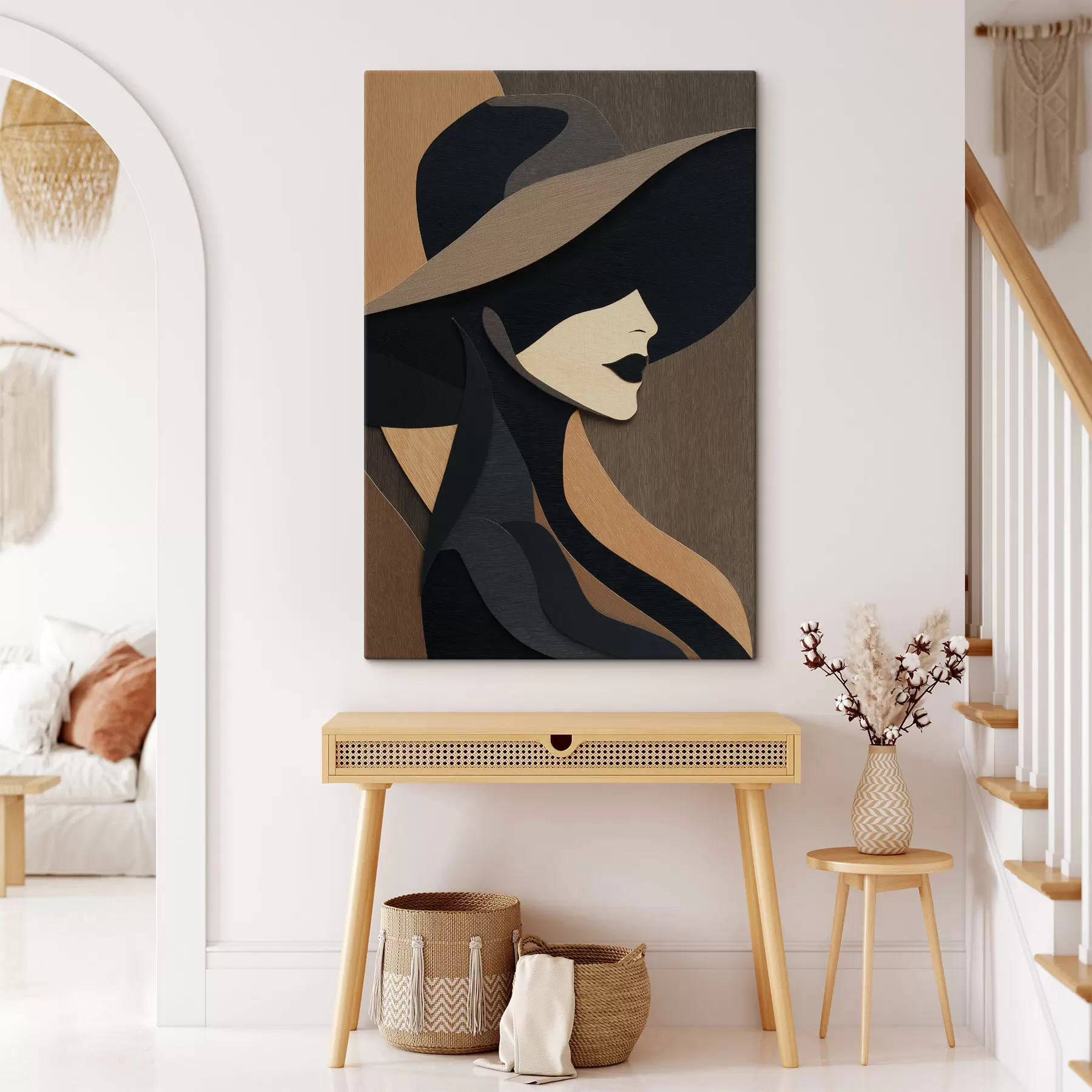 murales Silueta de una mujer con sombrero s49824
