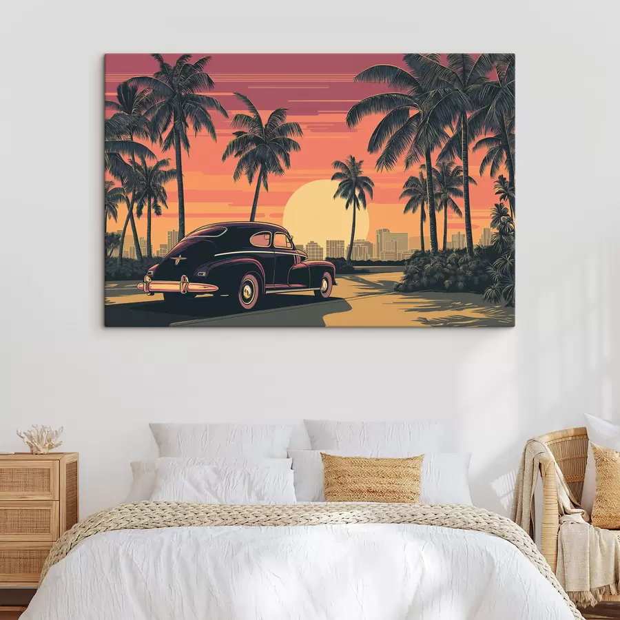 murales Coche clásico con palmeras s49833